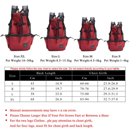 Polyester Breathable Large Dog Carrier Backpack - 1-4kg/4.5-8kg/8.5-15.5kg/16-30kg, Cycling & Travel, Gray/Blue/Red/Black