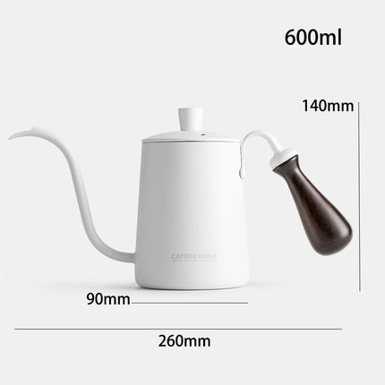CAFEDE KONA Pour-over Kettle For Coffee And Tea 600ml Rosewood handle Stainless Steel Gooseneck Specialty Kettle LongSpout