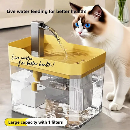 1.5L Quiet Auto Filter Cat Water Fountain - USB, Live Circulation for Cats & Small Pets