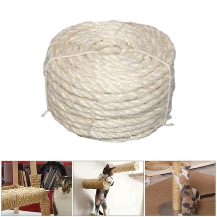 Cat Scratching Post Durable Twisted Sisal Rope for Gardening Applications Scratching Posts DIY Artwork Climbing Frame 6mmx20M