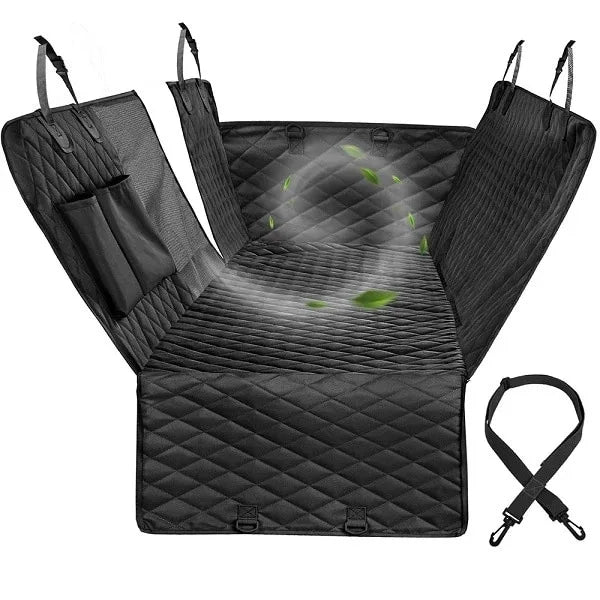 Dog Car Seat Cover Hammock with Safety Belt - Waterproof Nylon for Large Dogs, SUVs & Trucks