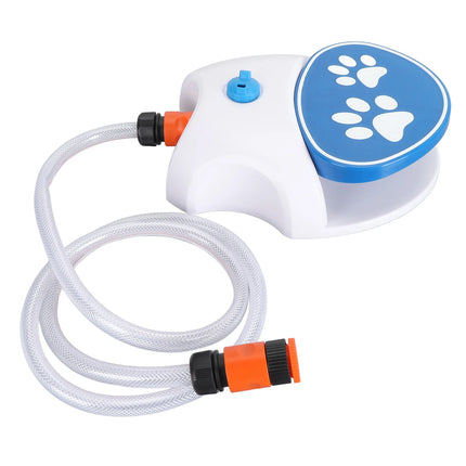 Paw Activated Outdoor Dog Water Fountain - Step-On Dispenser with Hose for Lawn