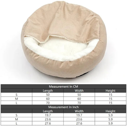 Orthopedic Dog Bed with Hooded Blanket - Waterproof Corduroy, Machine Washable (S/M/L)