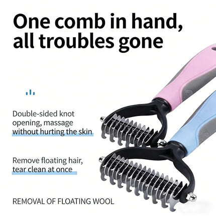 Double-Sided Pet Dematting Comb - Grooming Brush for Dogs & Cats