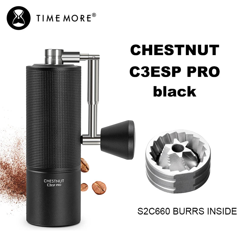 TIMEMORE Chestnut C3S Pro / C3ESP Pro Manual Coffee Grinder With Foldable Crank S2C Burr Inside Portable Hand Espresso Grinder