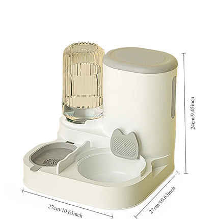 Integrated Cat Bowl Slow Feeder & Water Dispenser Set - Food-Grade Plastic for Cats & Dogs