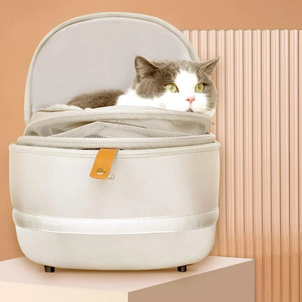 Airline-Fit Breathable Cat Carrier Backpack - 16x13x10in, up to 14lb/9lb, Multi-Vent, Beige