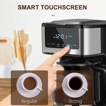 Programmable Drip Coffee Maker 12 Cup, Coffee Machine with Iced Coffee Function, Touch Screen, Regular & Strong Brew
