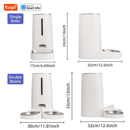 4L WiFi Smart Automatic Pet Feeder - App Control, Up to 10 Meals/Day, Single or Double Bowl