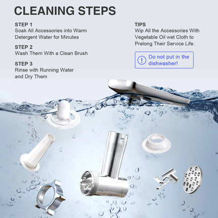 Electric Meat Grinder, Heavy Duty Meat Mincer, Sausage Stuffer Maker, Food Grinder with Sausage & Kubbe Kit, 2 Grinder Plates