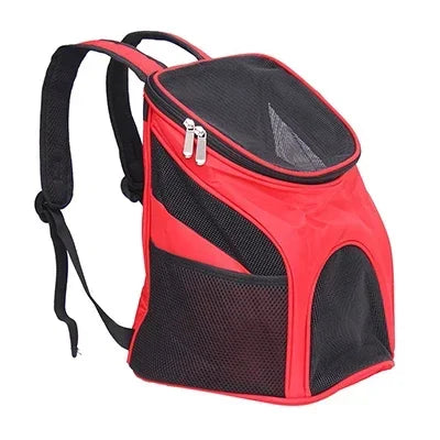 Nylon Mesh Pet Carrier Backpack - 30x31x33cm, EPE Foam Padded, up to 3kg, Red/Black/Blue/Coffee
