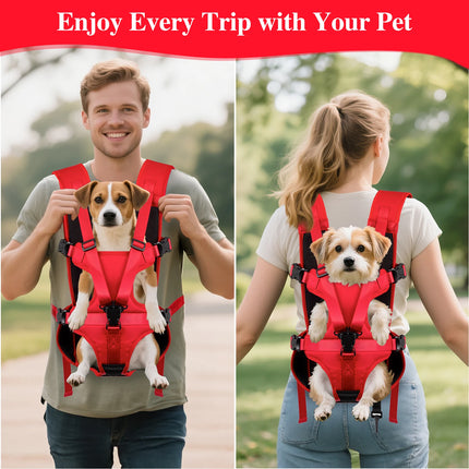 Adjustable Dog Chest Carrier Backpack - Breathable Nylon, S/M up to 8kg, Hiking & Camping
