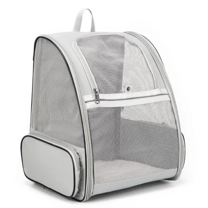 Foldable Breathable Pet Cat Carrier Bag - Outdoor Travel Backpack, 32x28x41cm, Grey/Pink/Black