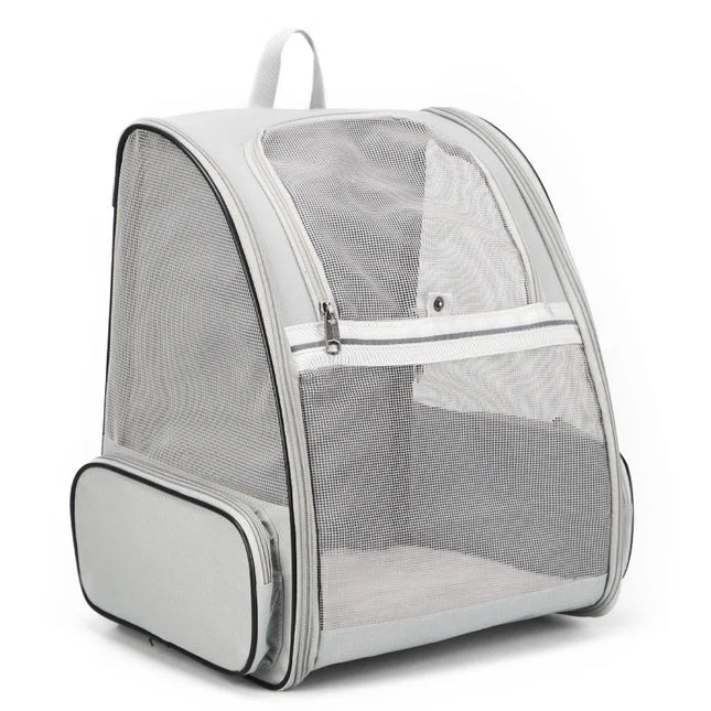 Foldable Breathable Pet Cat Carrier Bag - Outdoor Travel Backpack, 32x28x41cm, Grey/Pink/Black