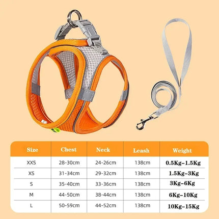 Dog Harness Leash Set for Small Dogs French Bulldog Chihuahua Pug Outdoor Walking Lead Leash Adjustable Puppy Cat Harness Vest