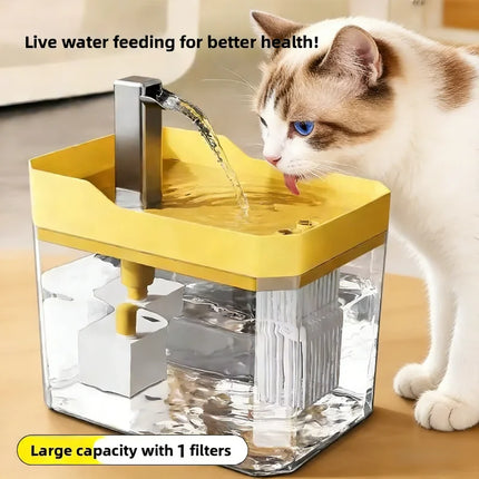 1.5L Auto Filter Cat Water Fountain - USB, Quiet Pump, Live Circulation for Cats & Small Dogs