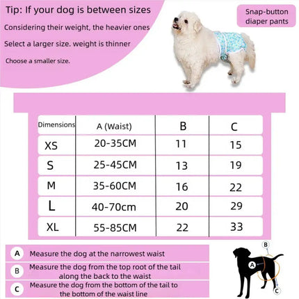 Washable Reusable Dog Diapers for Female Dogs-PUL Waterproof & Breathable,Multi-Layer Absorbent Core,Leak-Proof Tail Hole Design