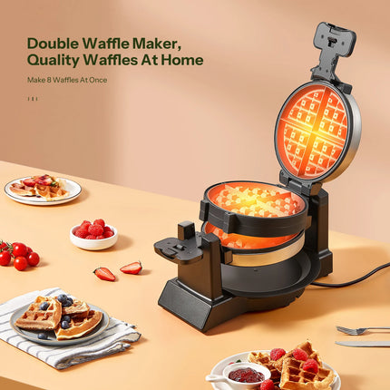 4-Slice Belgian Waffle Maker, 3 Browning Levels with Nonstick Square Waffler Iron Plates, 1200 Watts, Compact Design