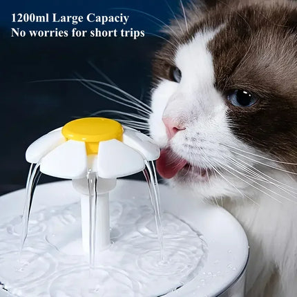 1.2L Silent USB Cat Water Fountain - Recirculating, Filter Foam for Cats & Small Dogs