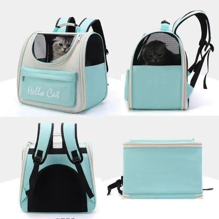 Windproof Cat Carrier Backpack with Cushion - Oxford PVC, 37x25x34cm, 6 Colors
