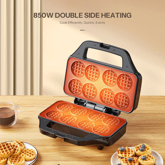 Waffle Maker, Reemix Multi Mini Waffle Iron Bake 8 x 1.8 Inch Small Waffles, Nonstick Waffle Iron with Quick Heat-Up