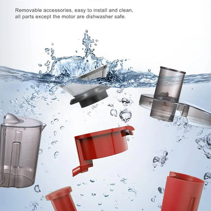 Qcen Juicer Machine, 500W Centrifugal Juicer Extractor with Wide Mouth 3” Feed Chute for Fruit Vegetable, Easy to Clean, Red