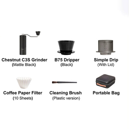 TIMEMORE C3S Portable Lightweight Coffee Maker Kit Compact Travel PourOver Coffee Set Carry Camping Coffee Gear For Home Outdoor