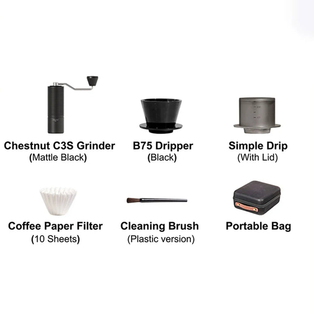 TIMEMORE C3S Portable Lightweight Coffee Maker Kit Compact Travel PourOver Coffee Set Carry Camping Coffee Gear For Home Outdoor