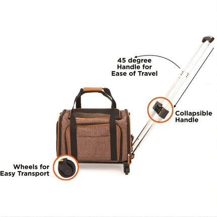 Airline-Certified Expandable Luxury Pet Carrier (With Wheels) - Dual-Wheel Pet Carrier - Pet Carrier with Retractable Handle