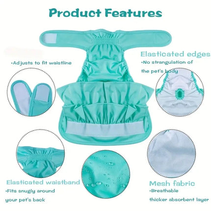 Adjustable Dog Diapers Female Reusable Washable Diapers Dog For Small Middle Solid Color Dog dress Cutey Pet supplies
