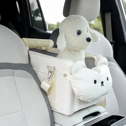 Pet Car Seat Booster & Carrier on Armrest - Travel Bag with Safety Tethers, up to 5kg
