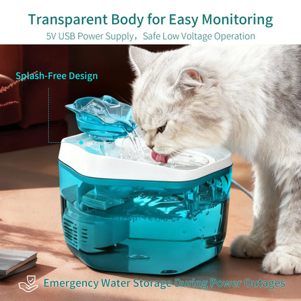 1.2L USB Cat Water Fountain - Pet Drinking Dispenser for Cats & Small to Medium Dogs