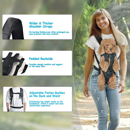 Front Pet Carrier Backpack for Cats & Dogs - Breathable Nylon, S/M/L/XL
