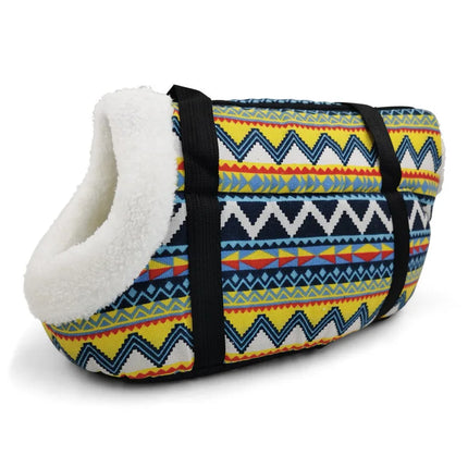 Oxford Fleece Dog Sling Carrier - S(38x20x25cm, up to 6kg) / L(43x30x28cm, up to 12kg), Built-in Hook, Windproof, Style A & B