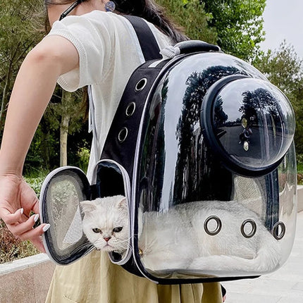 360° Transparent Bubble Cat Backpack Carrier - Spacious, Breathable, Lightweight, Gray/Pink/Black