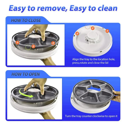 Automatic Pet Feeder - 6 Meals 6 Grids LCD Timer, Music Reminder, Dry Food Dispenser for Cats & Dogs