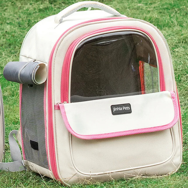 Double-Sided Transparent Space Cabin Pet Backpack - Large Capacity, Plum/Gray/Orange/Light Green