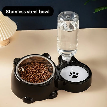 Gravity Pet Feeder & Water Dispenser Set - 15° Tilted Slanted Mouth, No Battery or Power Needed