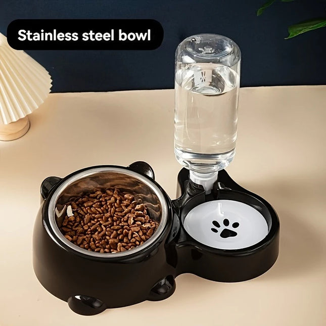 Gravity Pet Feeder & Water Dispenser Set - 15° Tilted Slanted Mouth, No Battery or Power Needed