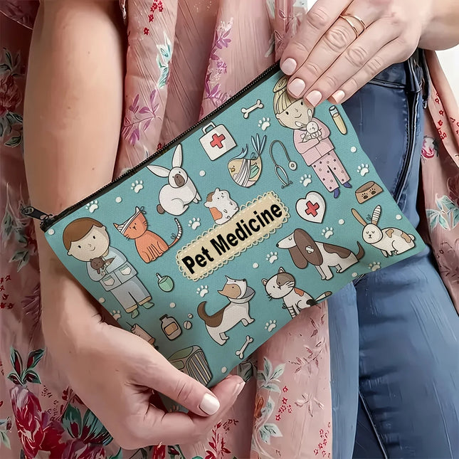 Pet Medicine Travel Organizer Pouch - Cute Dog & Cat Cosmetic Bag