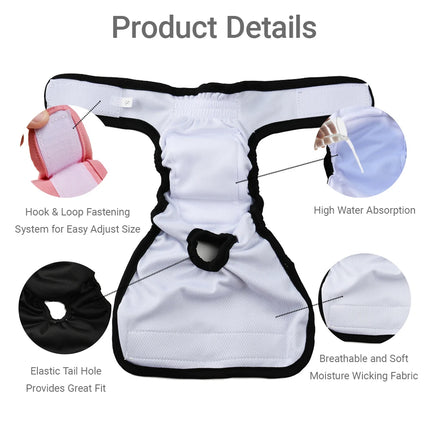 Reusable Washable Dog Diapers - High Absorbency Pet Pants for Small & Medium Dogs