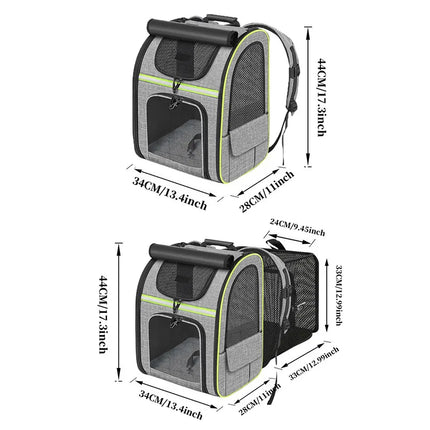 Expandable Cat Carrier Backpack with Shade Cover - Breathable Oxford Mesh, 4 Colors