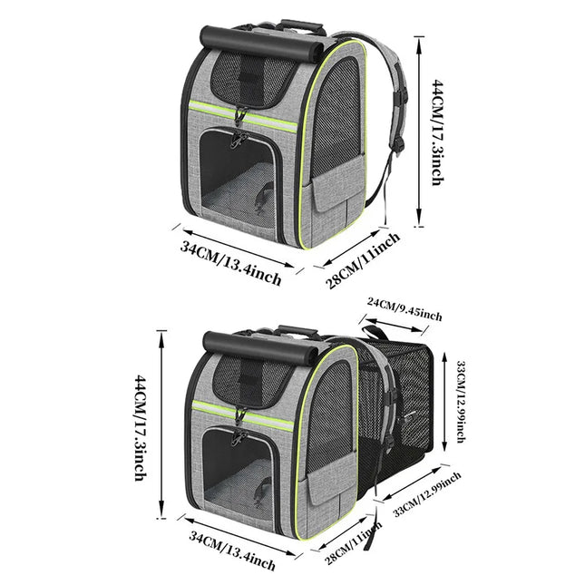Expandable Cat Carrier Backpack with Shade Cover - Breathable Oxford Mesh, 4 Colors