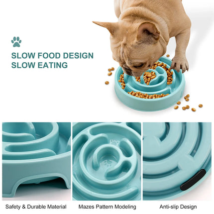Maze Style Slow Feeder Dog Bowl - Non-Slip, Anti-Gulping for Dogs & Cats