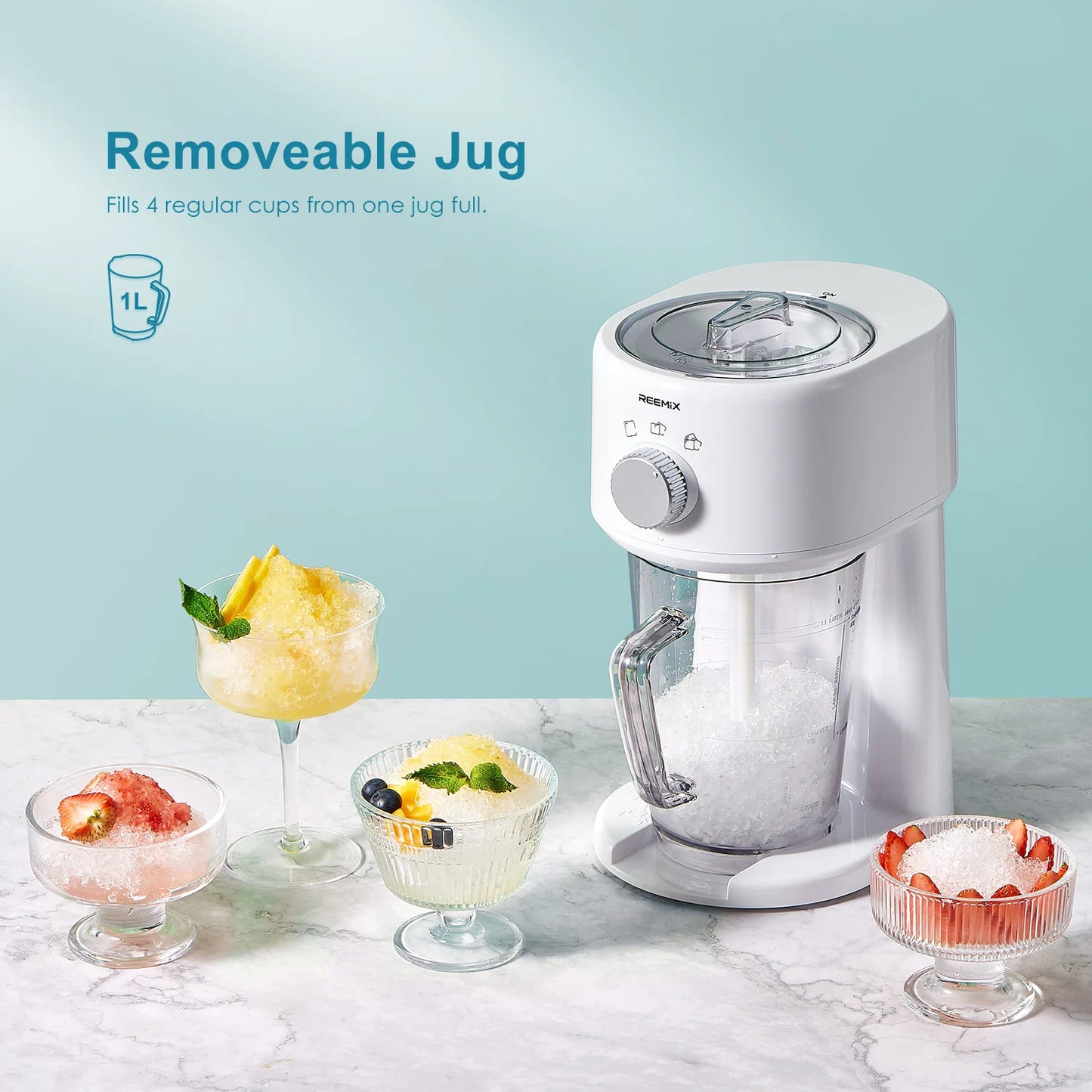 Shaved Ice Machine, Electric Ice Shaver and Snow Cone Machine with Large Capacity Storage, Portable Ice Crusher Ice Thickness Ca