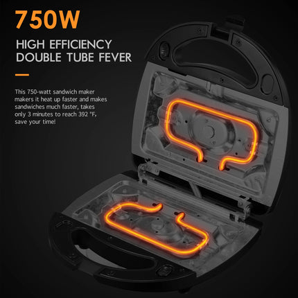 Yabano Sandwich Maker, 3 in 1 Waffle Maker, Toaster and Electric Panini Press Grill with Non-stick Coating Plate, Easy to Clean