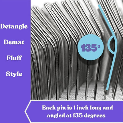 Dog Slicker Brush - Detangle, Demat & Fluff Grooming Comb for Poodles & Doodles