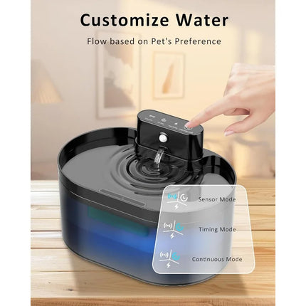 2.2L Wireless Rechargeable Cat Water Fountain - Motion Sensor, 3 Flow Modes, 4-Layer Filter