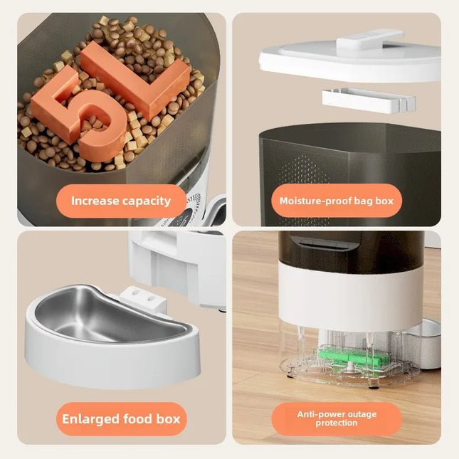 Smart Dual-Bowl Automatic Pet Feeder - Timer & App Control, Anti-Theft Design for Cats & Dogs