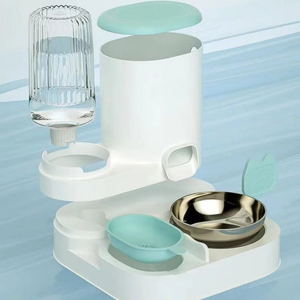 Integrated Cat Bowl Slow Feeder & Water Dispenser Set - Food-Grade Plastic for Cats & Dogs
